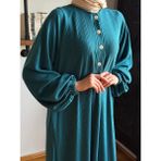 Fendel Reglan Kol Yarım Pat Eteği Büzgülü Örme Elbise 2416 Navra | Fendel - Petrol - 46 - 48