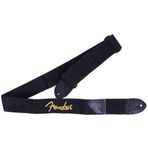 Fender 0990662070 Fender Logo Gitar Askısı (Siyah/Sarı) | Sarı Logolu Dikkat Çekici Siyah Polyester Askı