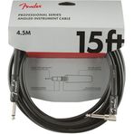 Fender 0990820059 Professional Enstrüman Kablosu (4.5m - Siyah Açılı) | Bir Ucu L Tipi Jak Gitar Girişinde Konfor Sağlay