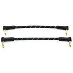 Fender 0990820087 Deluxe 2-Pack L/L Uçlu Siyah Tweed Patch Kablosu (15cm) | Pedalboard İçin 2'li Paket Açılı Jaklar ve D