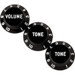 Fender 0991365000 Stratocaster Düğme Seti (Siyah - Volume/Tone) | 1 Volume 2 Tone Düğmesi Siyah Renk Par