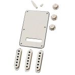 Fender 0991395000 Stratocaster Manyetik Kapağı Ve Düğme Seti (Parchment) | Parşömen Rengi Hafif Eskitilmiş Görünüm Tam Set Aksesuar