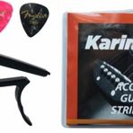 FENDER Akustik Gitar Takım Teli 3 Adet 351 Shape Thin Pick Pena Gitar Bağlama Kapo Fc-75 Capo