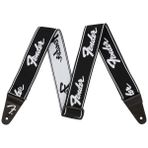 Fender WeighLess Running Logo Gitar Askısı 5,1 cm, Siyah/Beyaz