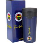 Fenerbahçe 400ML Lisanslı Logo Baskılı Çift Katlı Paslanmaz Çelik Termos Mug 8 Saat Sıcak Soğuk Hediye Kutulu - Lacivert - 400 ml