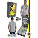 Fenerbahçe Orijinal Lisanslı 6 Renk Logo Gri Tribün T-Shirt + Bileklik Set Hediyelik Ahş
