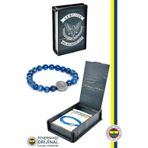 Fenerbahçe Orijinal Lisanslı Fb Lapis (8mm) Doğaltaş Bileklik Hediyelik Ahşap Kutulu