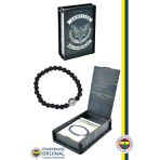 Fenerbahçe Orijinal Lisanslı Fb Logo Lav Taşı Doğaltaş Bileklik Hediyelik Ahşap Kutulu