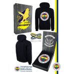 Fenerbahçe Orijinal Lisanslı Logolu Lacivert Kapüşonlu Sweat + Bileklik Set Özel Ahşap Kutulu - M - Sarı - Lacivert