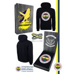 Fenerbahçe Orijinal Lisanslı Logolu Lacivert Kapüşonlu Sweat + Bileklik Set Özel Ahşap Kutulu