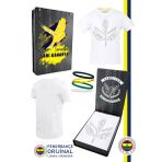 Fenerbahçe Orijinal Palamut Logo Sıfır Yaka Çocuk T-Shirt Spor Bileklik Hediyelik Set Ahşap Kutulu