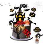 Fengguock 15 adet Cadılar Bayramı Cupcake süsü, pasta dekorasyonu, cadılar bayramı, cadılar bayramı pasta dekorasyonu, cadılar bayramı küreği, cadılar bayramı kağıt cupcake süsü, pena, örümcek, pasta dekorasyonu, mutlu cadılar bayramı partisi için
