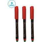 Fenlot Kırmızı Asetat Permanent Cd Kalemi Medium Uçlu (3Lü Set)