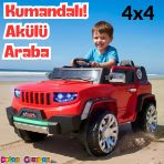 Fenomen Kırmızı Uzaktan Kumandalı 4X4 12 Volt Çift Kişilik Akülü Araba - Rc Jeep 4X4 Akülü Araba
