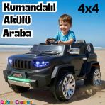 Fenomen Siyah Uzaktan Kumandalı 4X4 12 Volt Çift Kişilik Akülü Araba - Rc Jeep 4X4 Akülü Araba