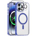 Fensweli iPhone 16 Pro için kılıf, darbeye dayanıklı, parmak izine dayanıklı, kablosuz şarj uyumlu, yarı saydam mat kaplama, dokunma hissi cep telefonu kılıfı - mavi