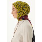FENZA SCARF ROSE ÇİÇEK DESEN SİYAH-KIRMIZI PAMUKLU ŞAL