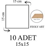 Feoly Art 3 mm 15X15 Mdf Plaka (10 Adet) - Hobi, Maket, Ahşap El Sanatları Için Uygun (10`lu Paket) - 15 x 15 - Beyaz - Kahverengi