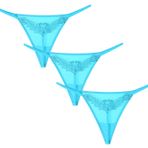 FEOYA 3'lü paket string kadın düşük bel külotu Hipster külot T Back tanga Thong seti, Mavi, 42-44