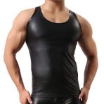 Feoya Bodycn Clubwear Siyah 1 Kısa Kollu Tank Erkek Deri Atlet