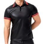Feoya Bodycn Clubwear Siyah 6 Kısa Kollu Tank Erkek Deri T-shirt