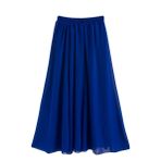 Feoya Boho Mavi Royal Blau Bel Lastikli Çift Katmanlı Şifon Retro Kadın Yaz Eteği