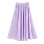 Feoya Boho Mor Bel Lastikli Çift Katmanlı Şifon Retro Kadın Yaz Eteği