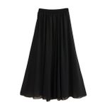 Feoya Boho Siyah Bel Lastikli Çift Katmanlı Şifon Retro Kadın Yaz Eteği