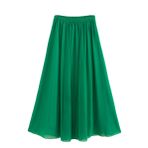 Feoya Boho Yeşil Bel Lastikli Çift Katmanlı Şifon Retro Kadın Yaz Eteği
