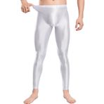 Feoya Clubwear Beyaz Parlak Metalik Erkek Uzun Tayt Pantalon