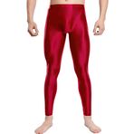 Feoya Clubwear Kırmızı Parlak Metalik Erkek Uzun Tayt Pantalon