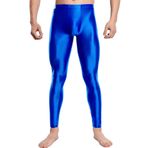 Feoya Clubwear Mavi Parlak Metalik Erkek Uzun Tayt Pantalon