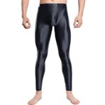 Feoya Clubwear Siyah Parlak Metalik Erkek Uzun Tayt Pantalon