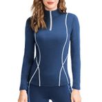 FEOYA Kadın uzun kollu tişört, yoga pantolonu, kışlık kalınlaştırılmış spor giyim seti, antrenman fitness kıyafeti, tayt spor kıyafeti, A-mavi, 38-40