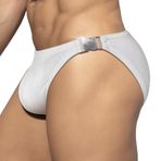 FEOYA Mayo Erkek Dar Mayo Seksi Düşük Bel Mayo Kısa Pano Sörf Bikini Alt Mayo, Yan İpli / Tokalı Yaz Su Sporları Yüzme Şortu İç Çamaşırı, B Beyaz, M