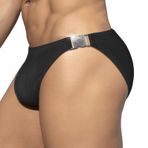 FEOYA Mayo Erkek Dar Mayo Seksi Düşük Bel Mayo Kısa Pano Sörf Bikini Alt Mayo, Yan İpli / Tokalı Yaz Su Sporları Yüzme Şortu İç Çamaşırı, B Siyah, L