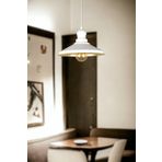 Fer Avize Açelya Modern Tasarım Cafe Mutfak Beyaz Başlık Metal Beyaz içi Gold Renk Tekli Avize (AMPULSÜZ)