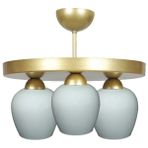 Fer Avize Amanda Modern Plofonyer Gold Kasa Camlı 3’lü Avize - Altın