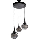 Fer Avize Belma Modern Avize Oturma Odası Yatak Odası Salon Cafe Iç Mekan - Füme - 3lü Sarkıt