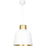 Fer Avize Bonita Modern Tasarım Eskitme Detaylı Beyaz Içi Gold Renk Metal Tekli Avize - Beyaz - Gold - 1