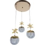 Fer Avize Buse 3'lü Sarkıt Oturma Odası Salon Koridor Dekoratif Modern Avize - Gold