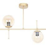 Fer Avize Çello Modern Tasarım Metal Eskitme Gold Renk Bal Camlı 2 Li Avize - Gold - Bal Rengi