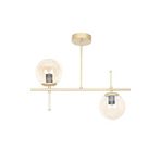 Fer Avize Çello Modern Tasarım Metal Eskitme Gold Renk Bal Camlı Yemek Masası Üstü -Salon 2 li Avize