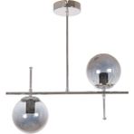 Fer Avize Çello Modern Tasarım Metal GRİ Renk Füme Camlı Yemek Masası Üstü -Salon 2 Li Avize - Krom - Füme