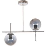 Fer Avize Çello Modern Tasarım Metal Krom Renk Füme Camlı Yemek Masası Üstü -Salon 2 li Avize