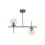Fer Avize Çello Modern Tasarım Metal Siyah Renk Bal Camlı Yemek Masası Üstü -Salon 2 li Avize