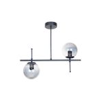 Fer Avize Çello Modern Tasarım Metal Siyah Renk Füme Camlı Yemek Masası Üstü -Salon 2 li Avize