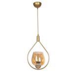 Fer Avize Deco 110 Modern Tasarım Salon - Mufak - Yatak Odası - Eskitme Renk Bal Camlı Sarkıt Tekli Avize