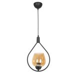 Fer Avize Deco 110 Modern Tasarım Salon - Mufak - Yatak Odası - Siyah Renk Bal Camlı Sarkıt Tekli Avize