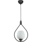 Fer Avize Deco 110 Modern Tasarım Salon - Mufak - Yatak Odası - Siyah Renk Beyaz Camlı Sarkıt Tekli Avize - Siyah - Beyaz